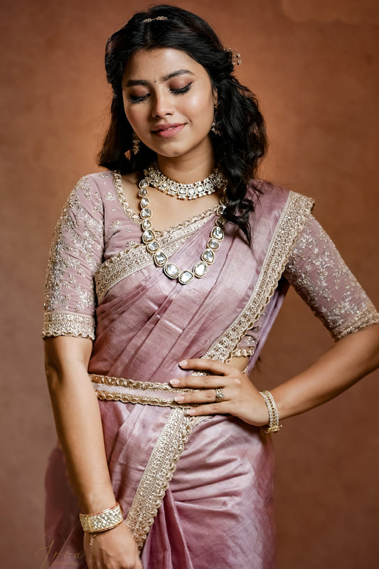 Lavender Tussar Saree