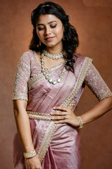 Lavender Tussar Saree