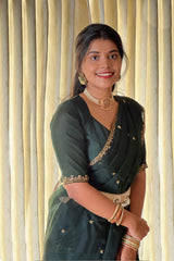 Deep Green Organza Saree