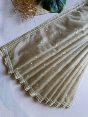 Beige Organza Saree
