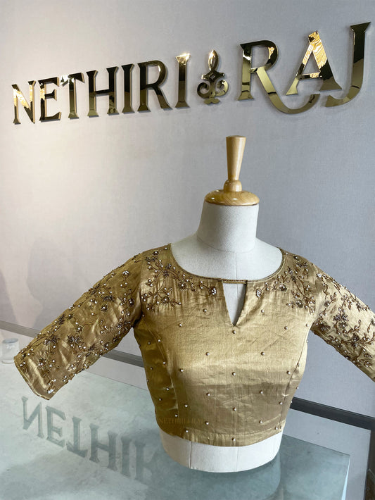 Golden Tissue Embroidered Blouse
