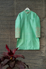 Pastel Green Silver Embellished Sherwani