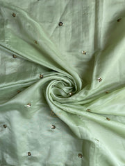 Mint Green Scallop Organza Saree