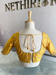 Yellow Embroidered Raw Silk Blouse