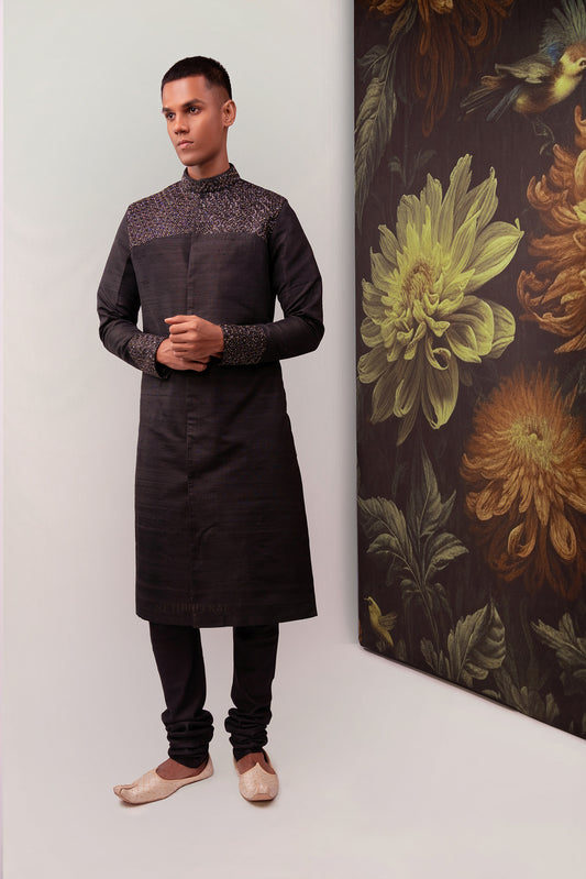 Black Embellished Sherwani