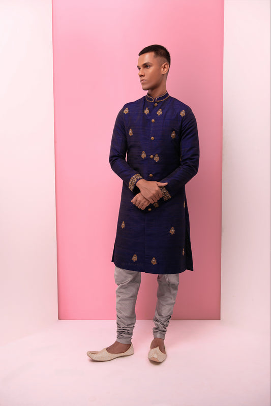 Midnight Blue Sherwani Ensemble
