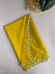 Yellow Scallop Organza Saree