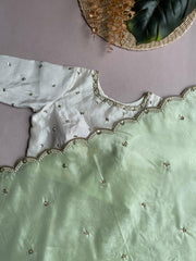 Mint Green Scallop Organza Saree