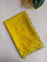 Yellow Scallop Organza Saree