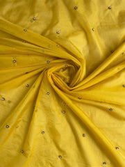 Yellow Scallop Organza Saree