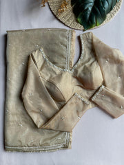 Beige Organza Saree