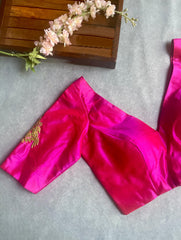 Dark Pink Silk Embroidered Blouse