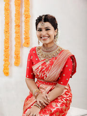 Red Silk Embroidered Blouse