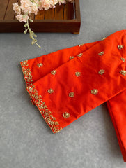 Tangy Orange Embroidered Silk Blouse