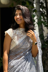 Grey Lace Saree with Blouse