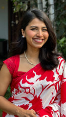 Printed Red Saree with Lace Blouse