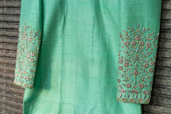 Pastel Green Silver Embellished Sherwani