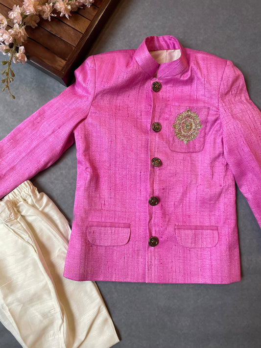 Boys Pink Embroidered Sherwani