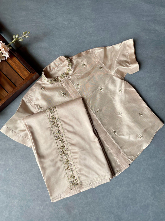 Boys Embroidered Silk Shirt Dhoti Set