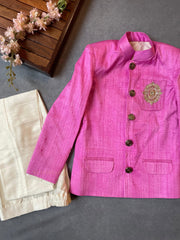 Boys Pink Embroidered Sherwani