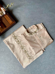 Boys Embroidered Silk Shirt Dhoti Set