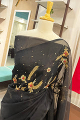 Black Organza Embellished Saree