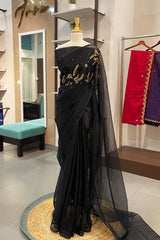 Black Organza Embellished Saree