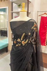 Black Organza Embellished Saree