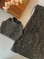 Black Chikankari Skirt With Top