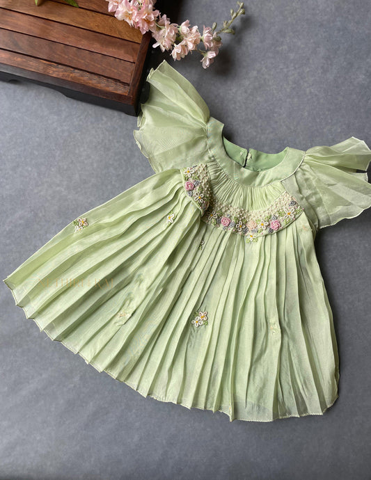 Pastel Green Embroidered Frock