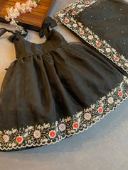 Black Organza Embellished Frock