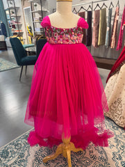 Pink Net Embroidered Frock