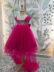 Pink Net Embroidered Frock