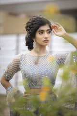 Grey Net Lehenga
