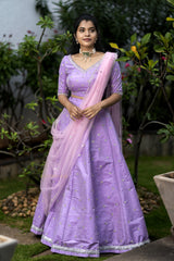 Lavender Raw Silk Lehenga