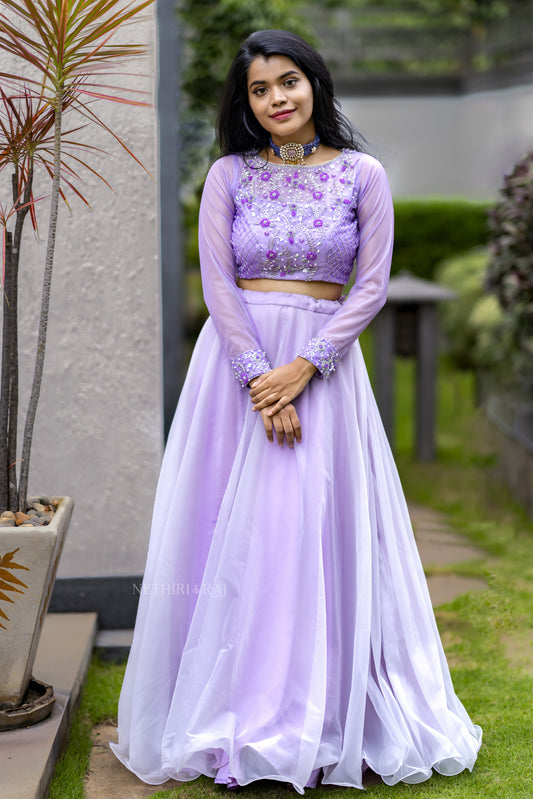 Lilac Organza Lehenga