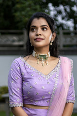 Lavender Raw Silk Lehenga