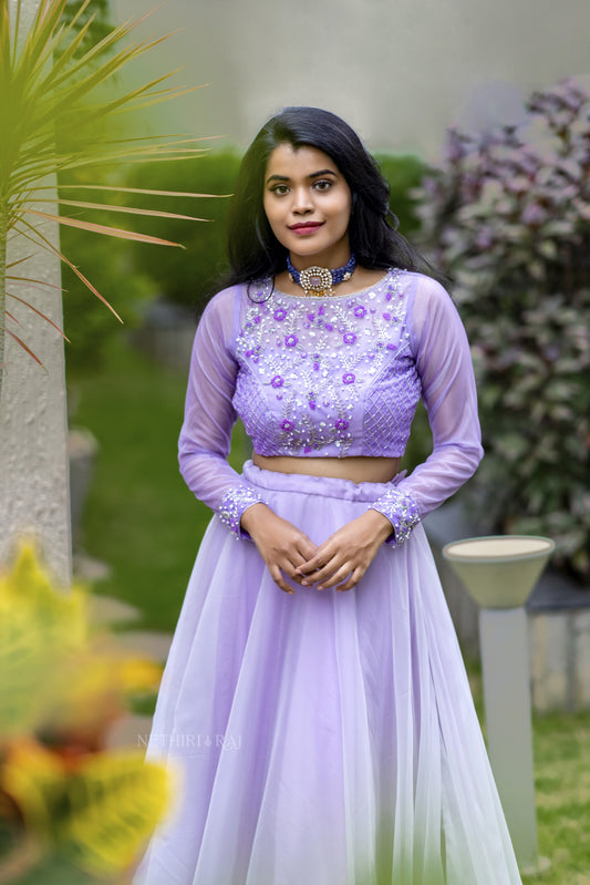 Lilac Organza Lehenga