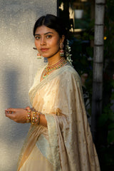 Light Gold Organza Tissue Lehenga