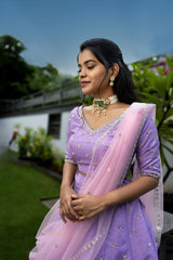 Lavender Raw Silk Lehenga