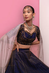 Midnight Blue Raw Silk Lehenga