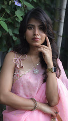 Candy Peach Organza Saree