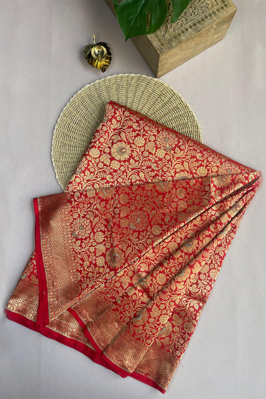 Deep Red Banaras Saree