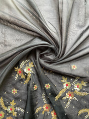 Black Organza Embellished Saree