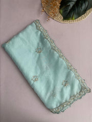 Powder Blue Embroidered Saree