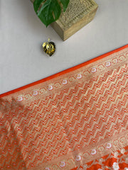 Deep Orange Banaras Saree