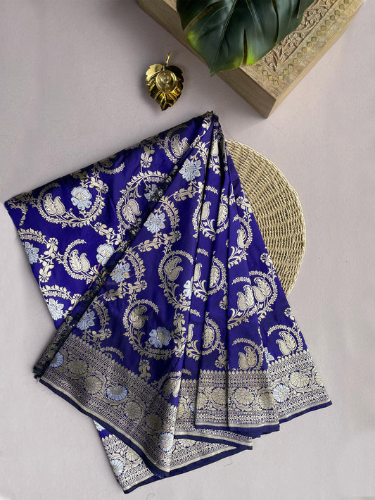 Royal blue Banaras saree