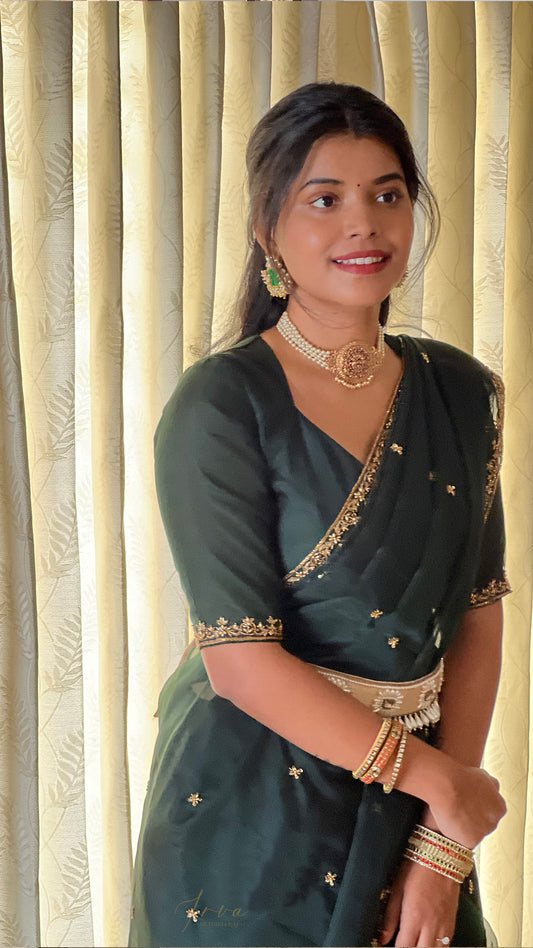 Deep Green Organza Saree