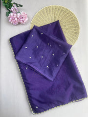 Purple Organza Embellished Saree