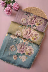 Pastel Green Floral Tussar Saree